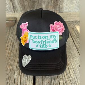 Black Womens Trucker Hat Put It On My Boyfriends Tab Iron On Patch Funny Concert